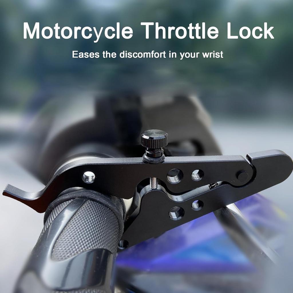 Universal Motorcycle Cruise Control - Throttle Lock Assist Grip Clamp with Silicone Ring - Durable (1, Black)