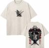 Washed Vintage Anime Attack On Titan Eren Jaeger Skeleton Graphic T Shirt Men Women Cartoon Manga Oversized Tshirts Streetwear