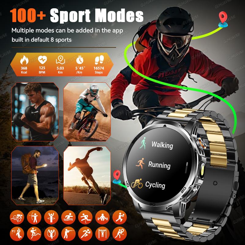 New Military Outdoor Sports 1000mAh Battery Smart Watch Men 1.85" Large Screen Wireless Call SOS Mode 10ATM Swim Smartwatch