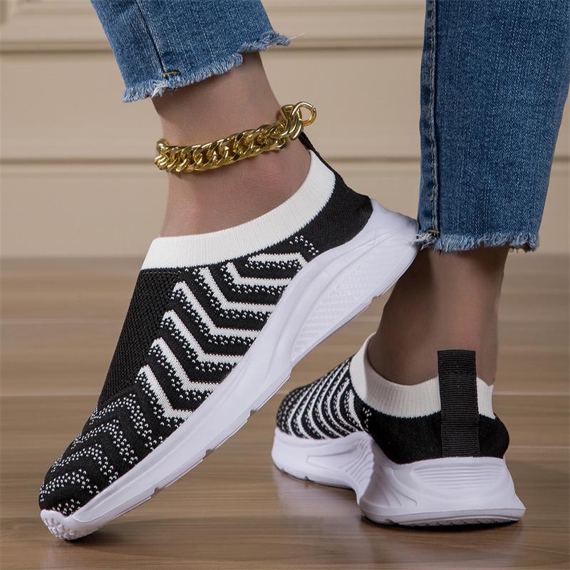 Fashion Lady Fitness Women Breathable Sneakers Woman Casual Shoes Cushion Female Comfortable Low Top Sock Sneakers Non-slip Walking Shoe