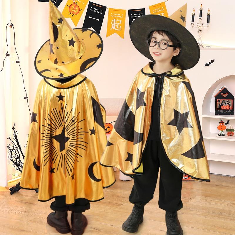 Halloween children's cape hat set, magician cape party costume Halloween costume props