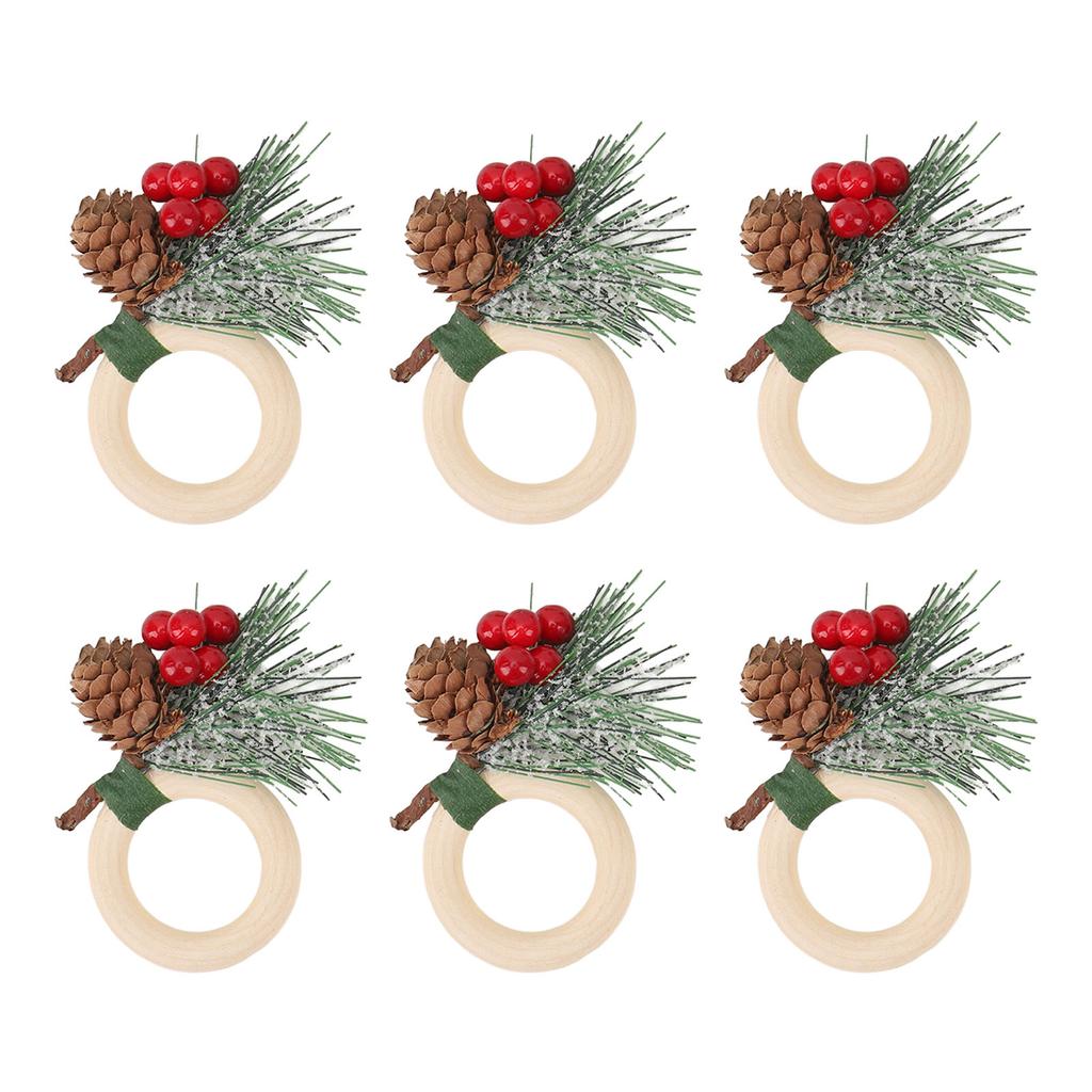 6pcs Pine Cone Napkin Ring Xmas Table Decoration Pine Cones Xmas Napkin Holder for Xmas Wedding