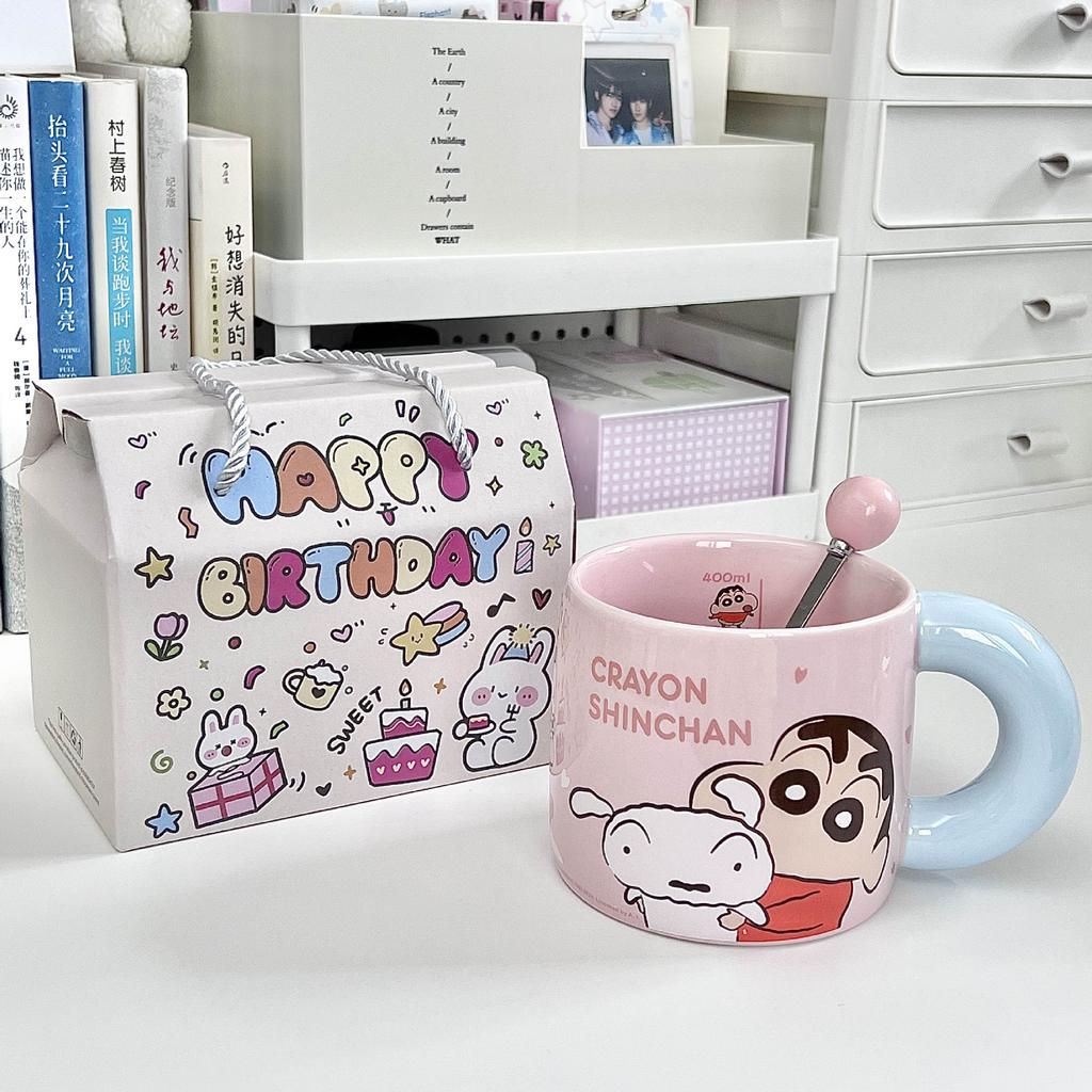 Ceramiczny kubek Crayon Xiaoxin dla chłopców i dziewczynek prezent urodzinowy kubek dla pary dziewczyna praktyczna pamiątka pudełko prezentowe