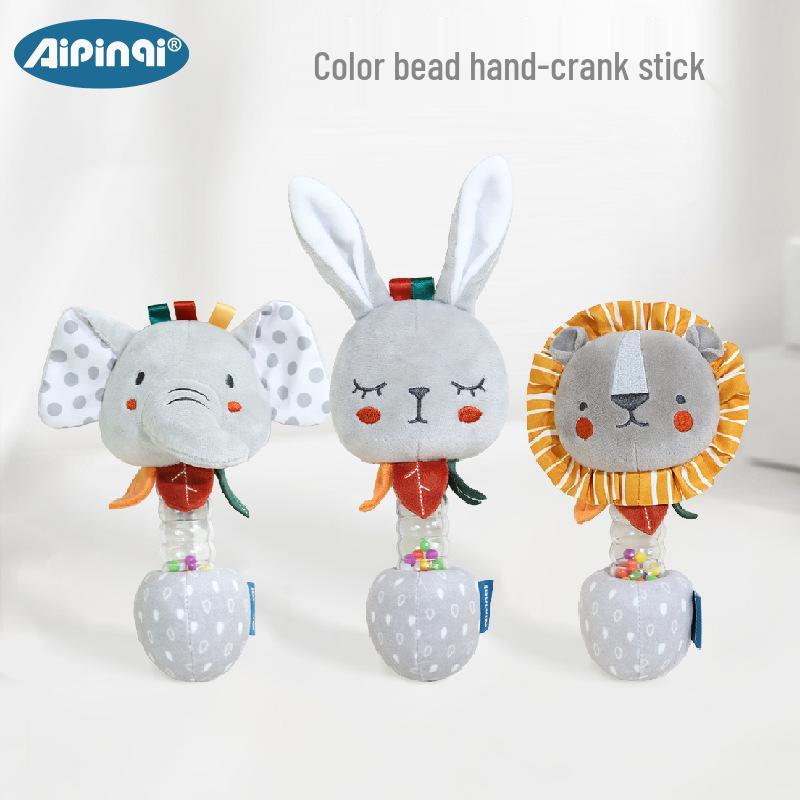 

Aipinqi Baby Soothing Plush Doll with Hand Bell, Color Bead Bed Toy for 0-1 Year Olds