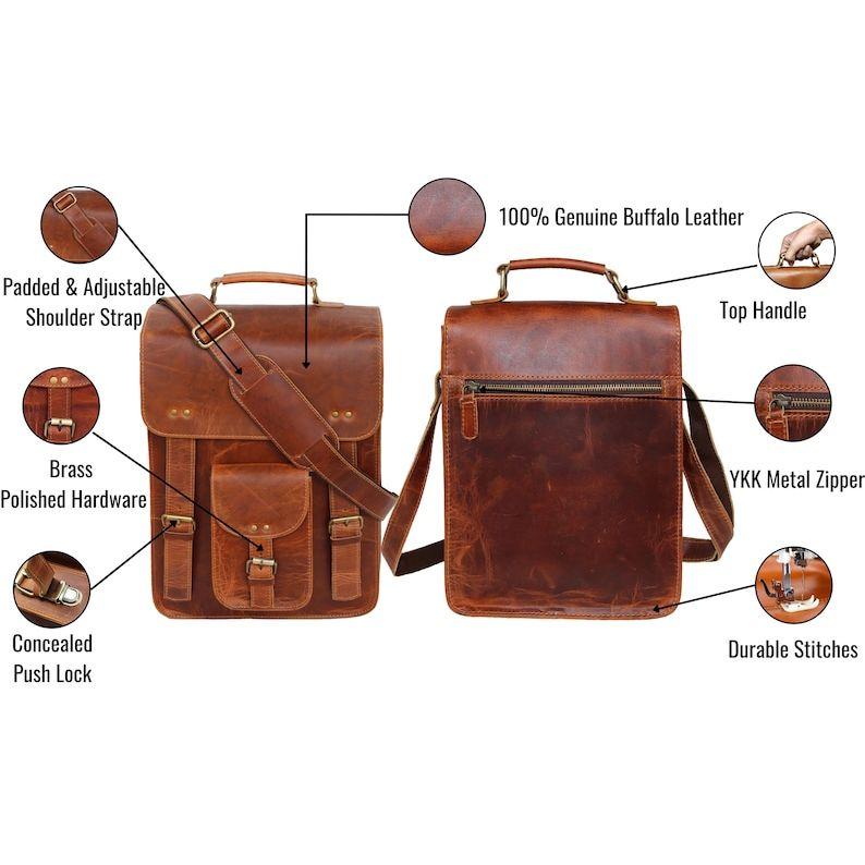 15-дюймовая кожаная сумка-мессенджер — фото 4