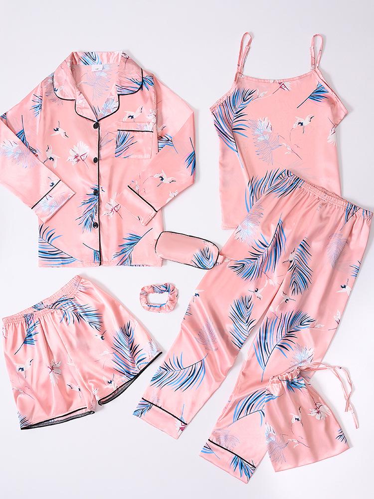 Dětské celoroční nositelné hedvábné pruhované pyžamo 7dílná sada