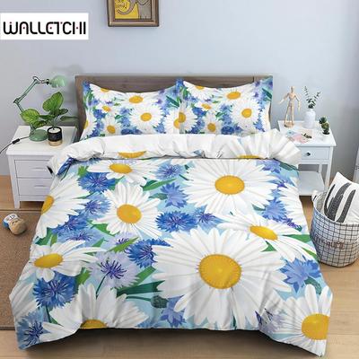 Parure de lit à imprimé marguerite, motif floral, housse de couette pour filles, taille King/Queen, décoration de chambre pour filles et femmes