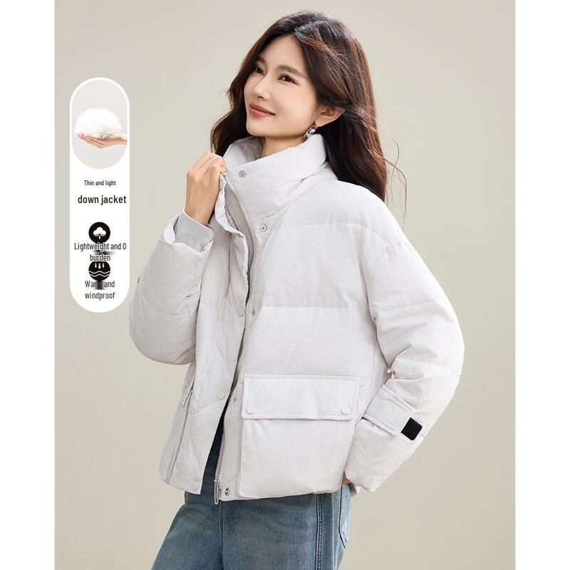 TERRE BLEUE Women's Winter Lapel Down Puffer Jacket