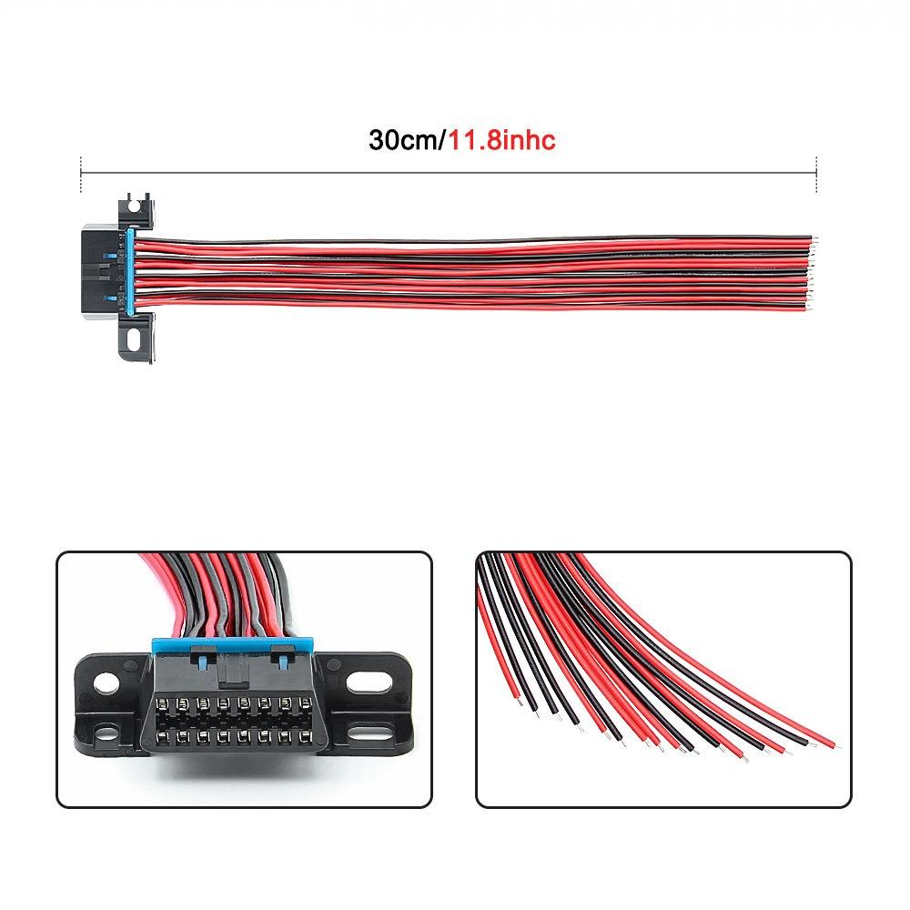 Copper Wire OBD J1962F OBD2 16 Pin Metal Dash Port Open Tinned Wire Full Cable Vehicle