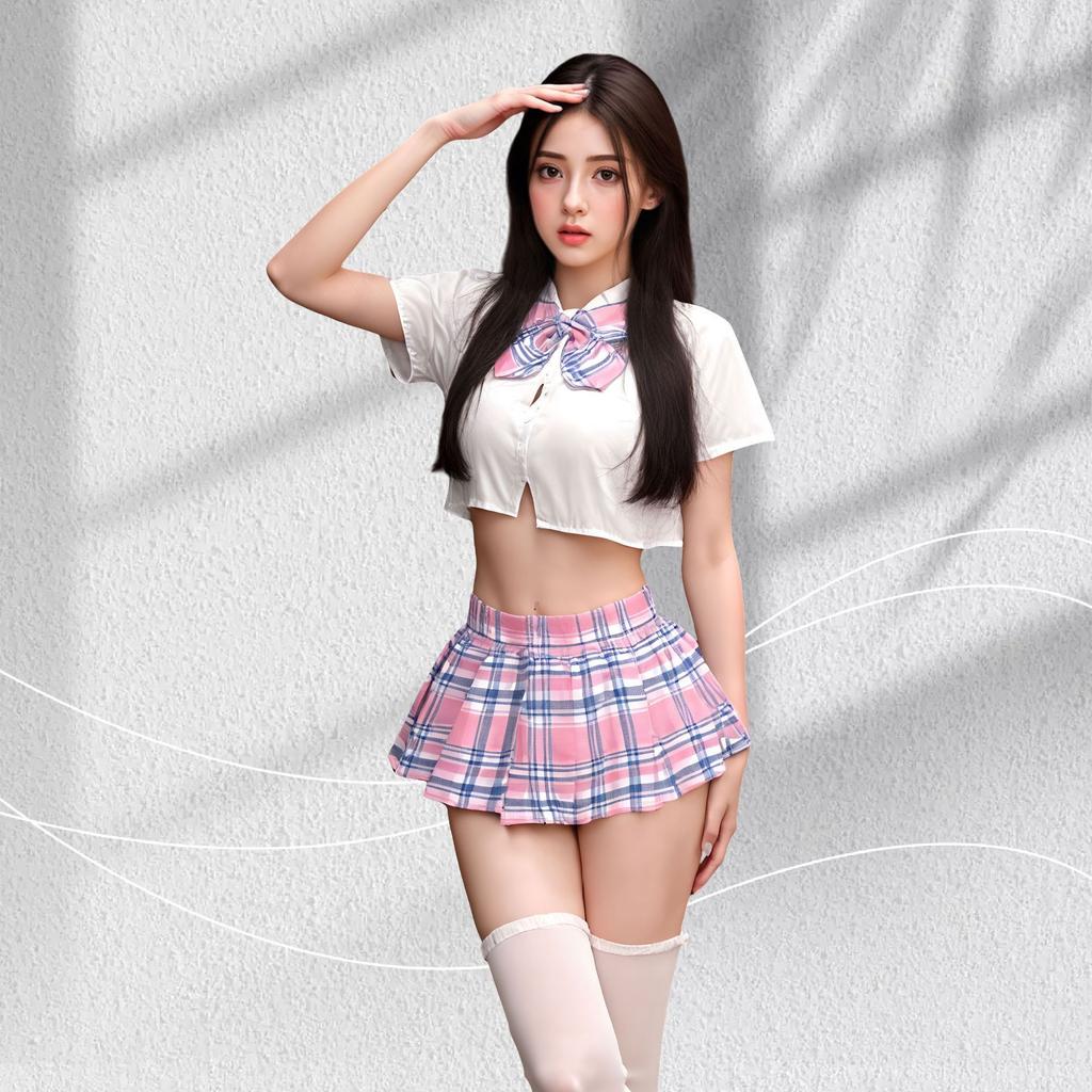 Sexy Campus JK Uniform College Seduction Pure Lust Skinny Ultra Short Pleated Skirt Suit Sex Lingerie
