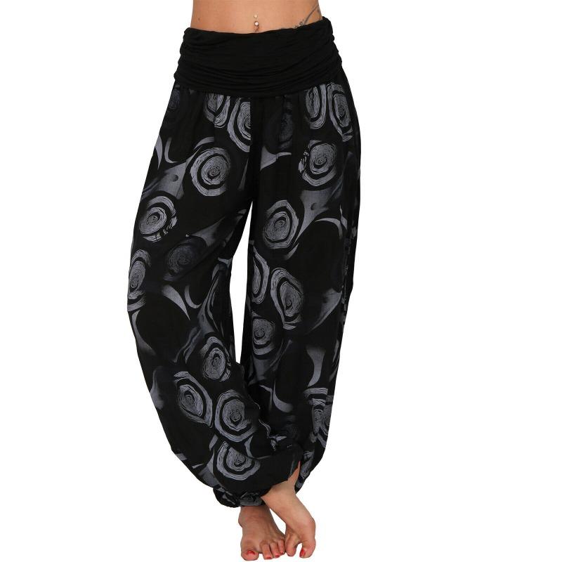 15 Color Women Casual Elastic Waist Plus Size Print Long Trousers Straight Loose Long Pants Haren