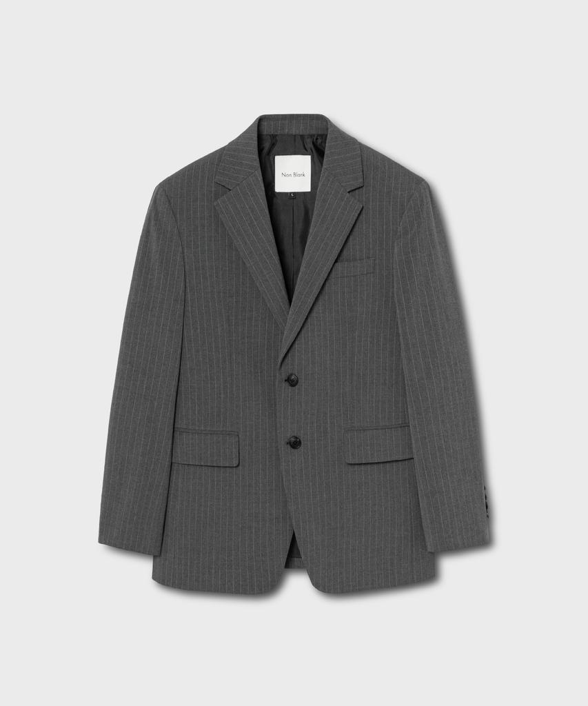 Nonblank Striped Semi-Overfit Blazer_Dark Grey