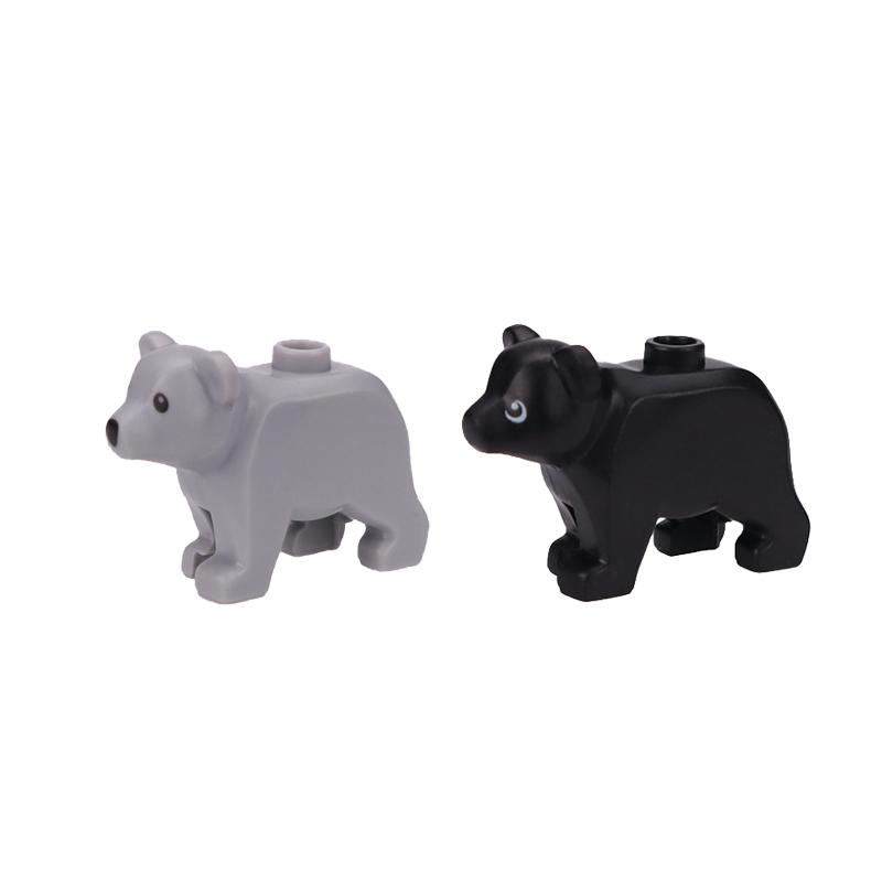MOC Serie Granja Bosque Escena Crianza Animal Bloques de Construcción Lobo de la Jungla Montura Caballo Oso Marrón Blanco Panda Ladrillos DIY Juguetes para Niños