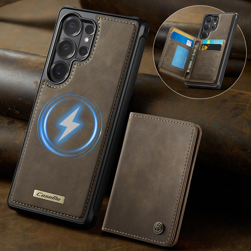 Pro Samsung Galaxy S26 Ultra Magnetický kryt CASEME Řada ME80 Kožený PC TPU Kryt telefonu s odnímatelnou peněženkou