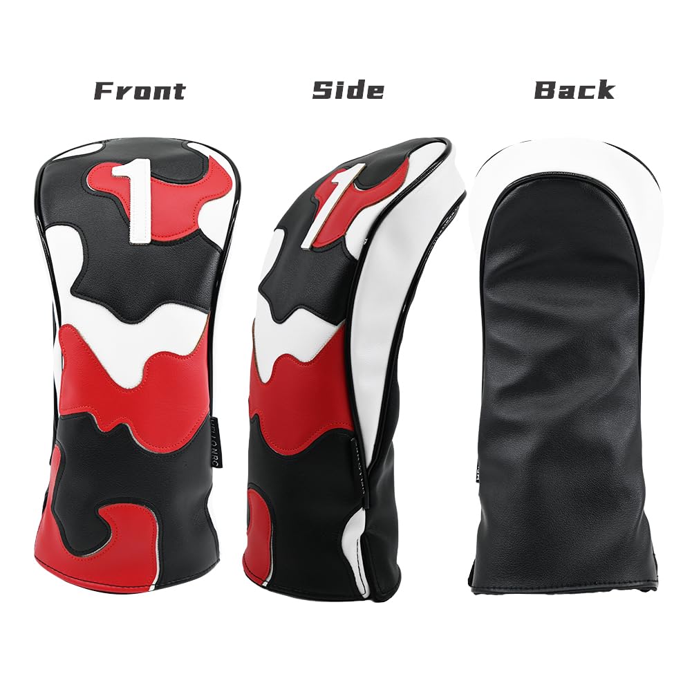 Waterproof Camouflage Golf Headcover for and UT Clubs X Drivers, 440cc, 460cc, Woods, Utilities, (Red Camouflage, Shaft)