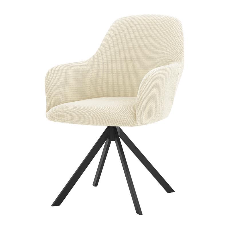 Nordic Style Universal Semi-Circular Dining Chair Cover with Fully Enclosed High Curved Armrests