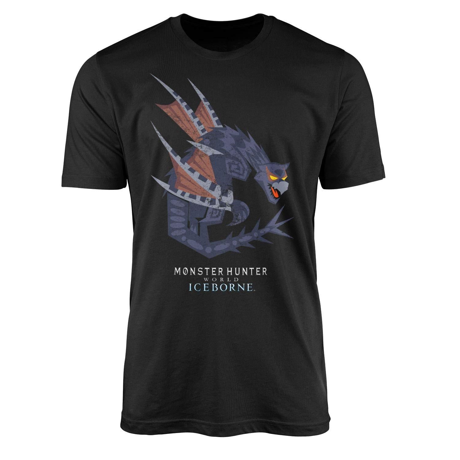 Monster Hunter Mens T-Shirt - Iceborne World Nargacuga Orange Purple Dragon M