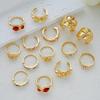 7/14Pcs Punk Colorful Crystal Gold Color Ring Set For Women Fashion Irregular Gemstone Rings Chunky Party Daily Wear Jewelry New