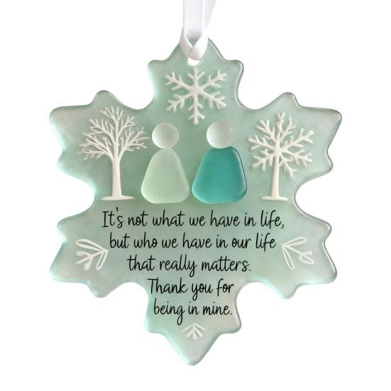 Snowflake-Shaped Sea Glass Friendship Decor Handcrafted Sea Glass Art Friendship Keepsake for Best Friends Coastal Snowflake Ornament for Winter