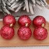 6Pcs/box Electroplated Xmas Tree Hanging Pendants Embossed Christmas Ball Ornament  New Year
