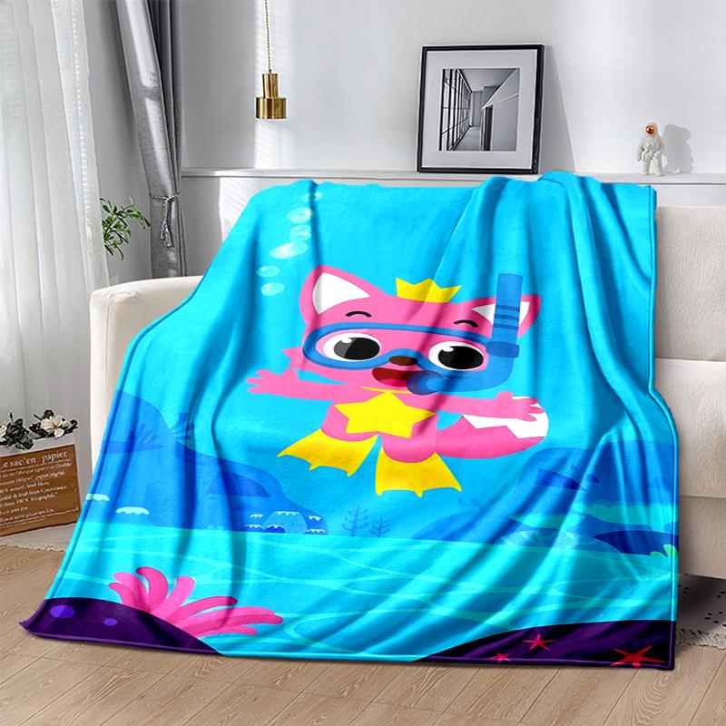 pinkfong Flannel Blanket Soft Warm All-Season Throw, Design for Camping, Car Travel, Hiking Sofa, Bed, Office Perfect Gift for Parties
