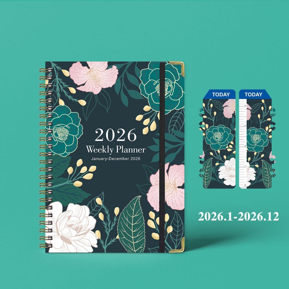 Flowers 2026 Schedule Book A5 Planner Notebook Portable Daily Planner Office Supplies