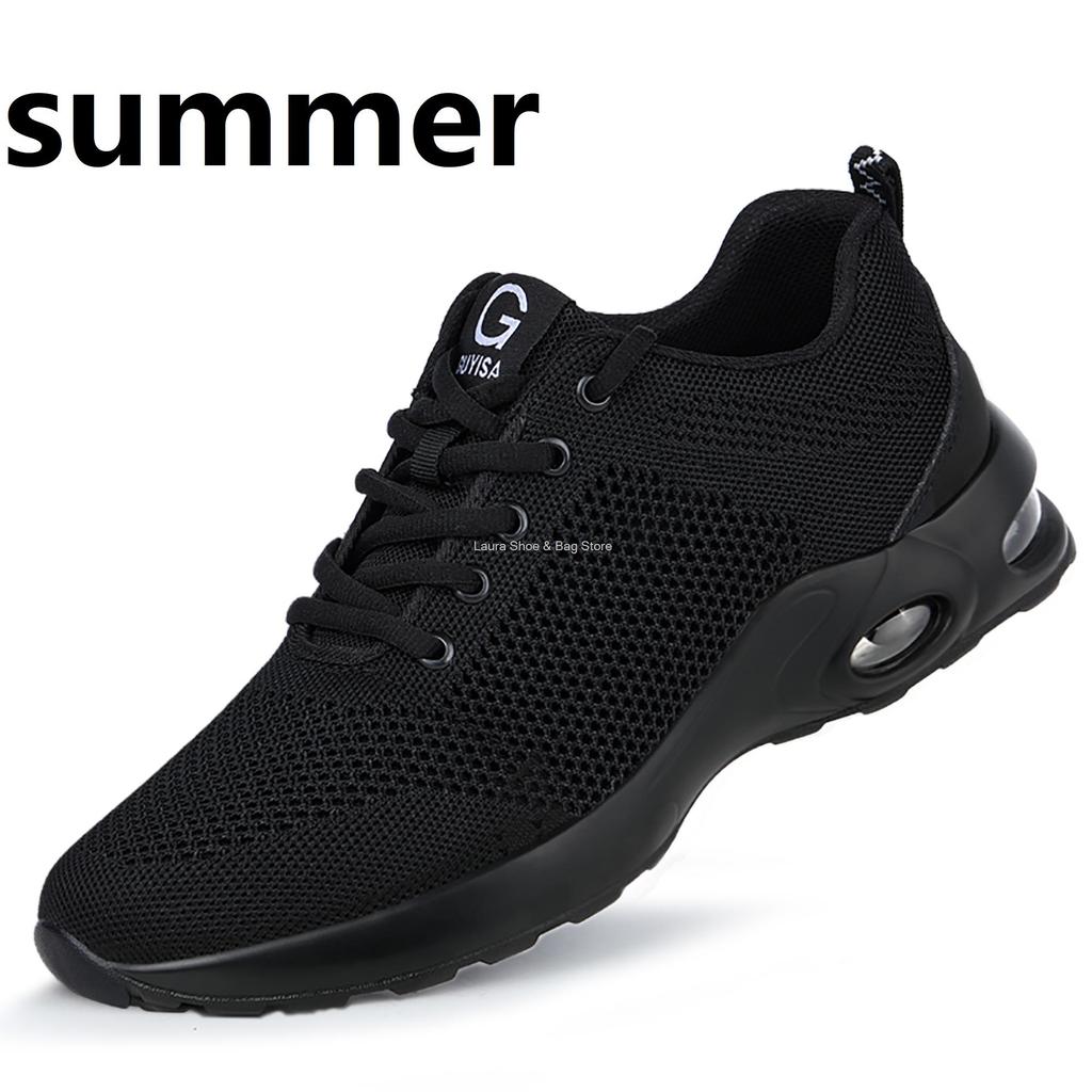 Fashion Summer Safety Shoes Men Breathable Work Safety Boots Air Cushion Steel Toe Sneaker Male Construction Sport Work Shoes Protective