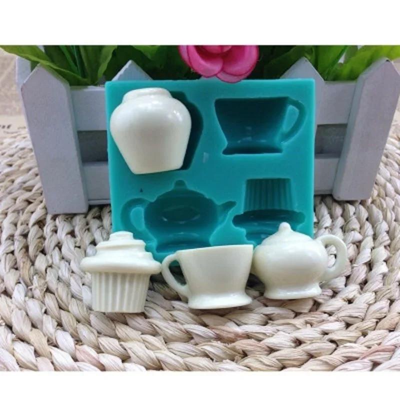 Molde de Silicona con Forma de Taza para Pastel DIY Decoración de Pasteles Fondant Herramientas para Hornear Decoración de Pasteles