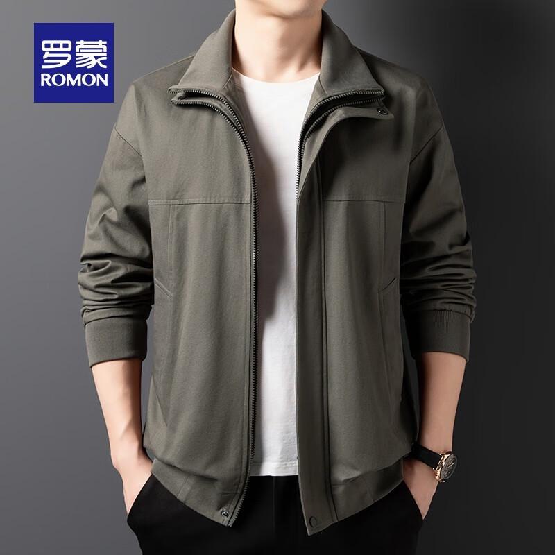 

ROMON Men s Cotton Faux Two-Piece Stand Collar Bomber Jacket 3XL