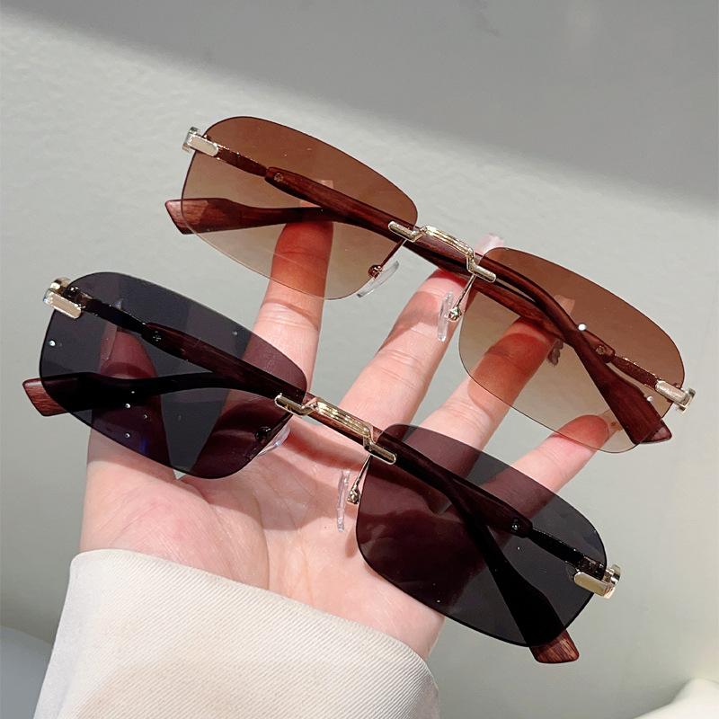 Non-polarized Rimless Rectangle Sunglasses Women Men Square Sun Glasses Trendy Shades Frameless Eyewear