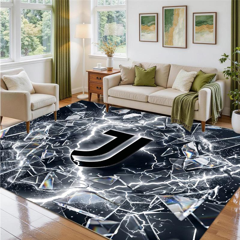 Juventus FC Design Crystal Velvet Rug Soft Decorative Mat for Bedroom Entrance