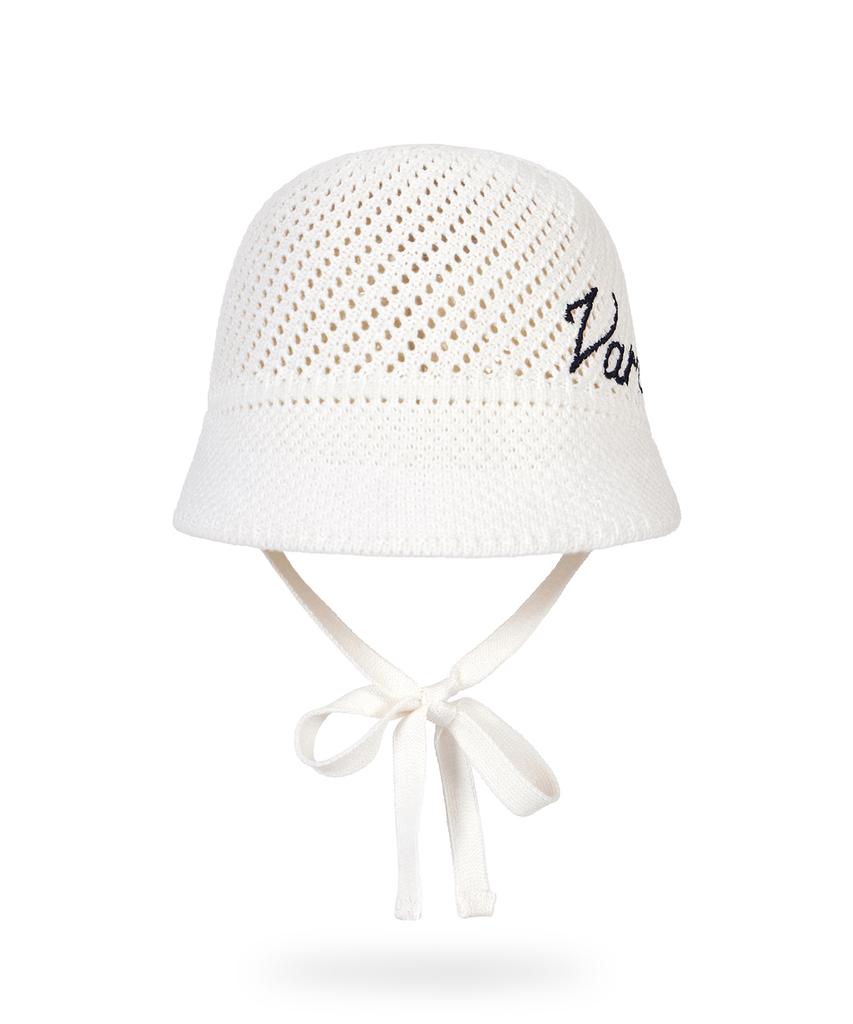 Bajal New Wave Bazal Punched Knit Bonnet Hat White