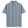 Men's Summer Beach Casual Shirt Yarn-dyed Striped Short-sleeved Lapel Shirt
