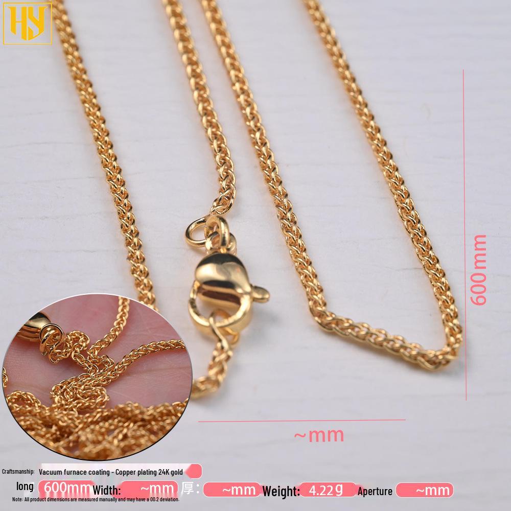 Copper-Plated 24K Gold Necklace with O-ring, Cuban, Beaded, Cross Chains & Vacuum Electroplated Jewelry Accessories