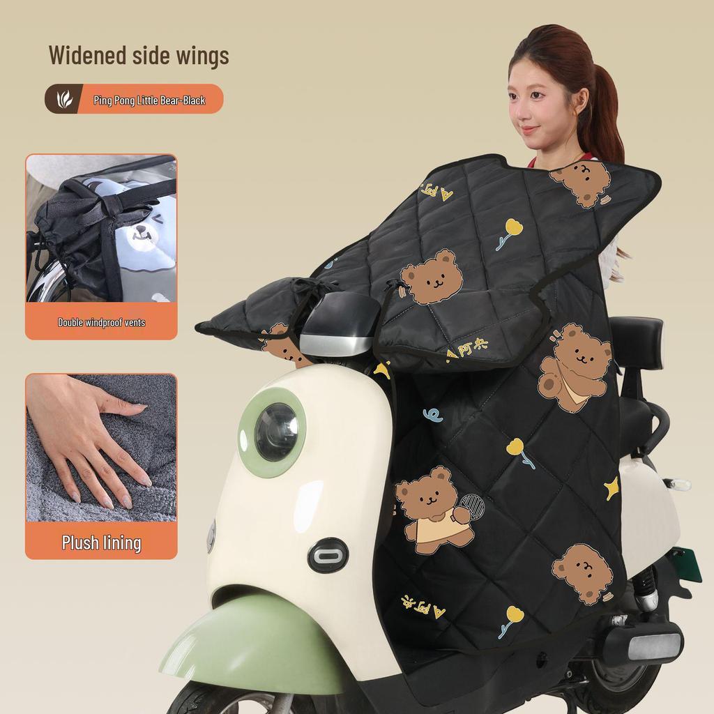 Thickened Fleece-Lined Electric Car & Motorcycle Windshield Quilt: Winter Waterproof Coldproof Cover