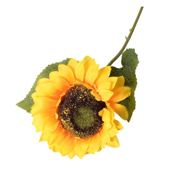 Artificial Sunflower Bouquet Realistic Long Stem Fake Silk Flower with Leaves Faux Floral Arrangement for Vase Wedding Table Home Spring Summer Decor