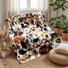 Collection of Dog Faces Blanket Personalized Name Flannel Blanket Soft Cozy Plush Throw for Sofa Bed Lightweight Home Decor