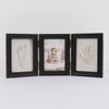 European Style Solid Wood Triple Photo Frame with Baby Hand & Footprint Ink Pad Souvenir