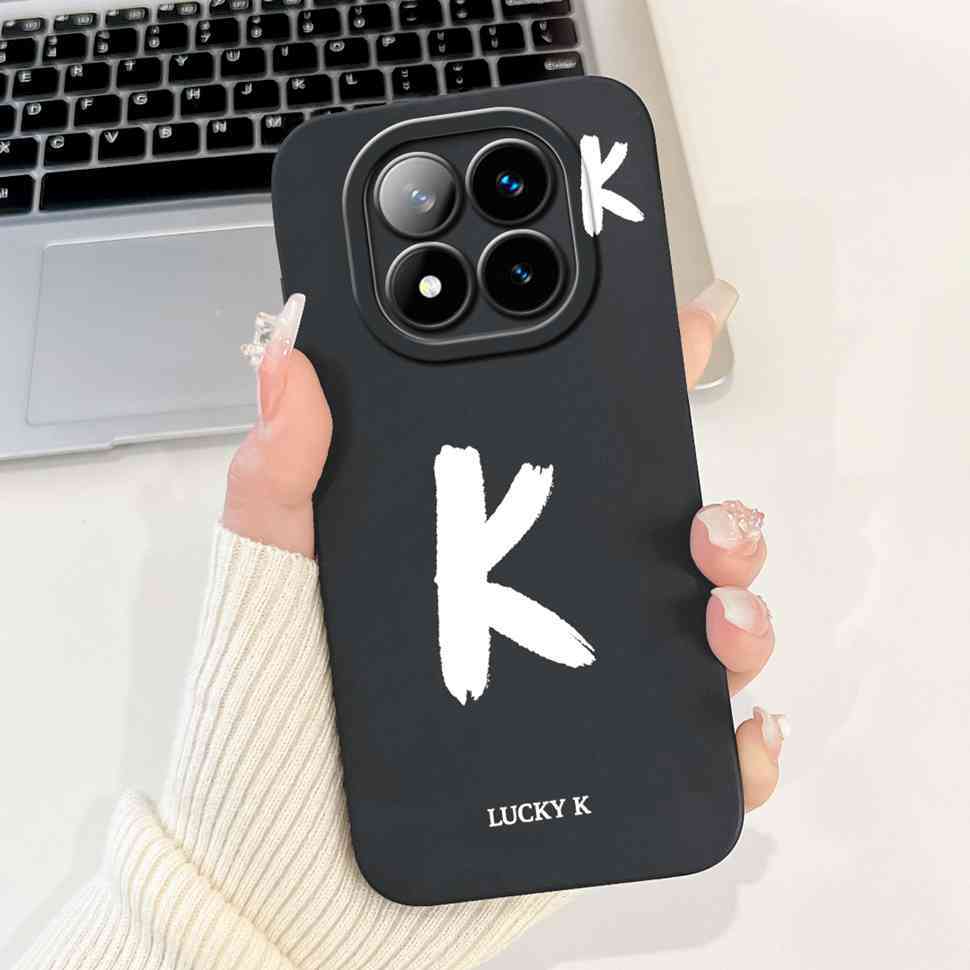 For Xiaomi Redmi Note 14 Pro+ 5G Case Black Lucky Letter A-Z Soft Silicone Cover For Redmi Note 14Pro Plus 5G 6.67" Phone Cases