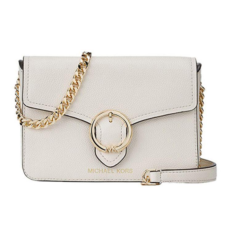 

Michael Kors MK Wanda New Solid Color Chain Leather Shoulder Crossbody Bag Small Women Bags Pure-White 35T0GW5C1L-LT-CREAM Basic Set (Bag+Dust Bag)