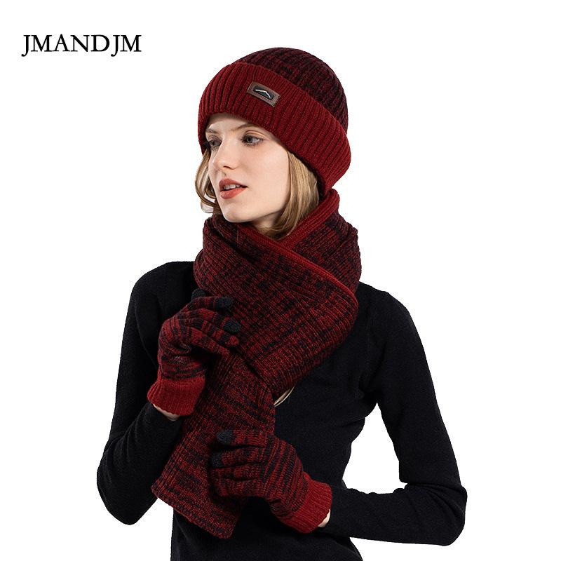 Hat Gloves Scarf Three-piece Men's Winter Outdoor Fleece Warm Ear Protection Knitted Wool Hat Women's