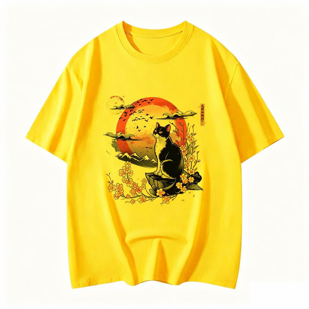 Cute Anime Cat Japanese Retro Fun Cat Pattern Tshirt Y2k Tshirt Unisexs Tshirt Summer Streetwear Graphic T Shirts Personality
