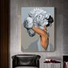 Blommor Kvinna Målning Modern Abstrakt Vägg Canvas Tryck Konst Poster Nyckfull Enkel Bild för Vardagsrum Heminredning Cuadros