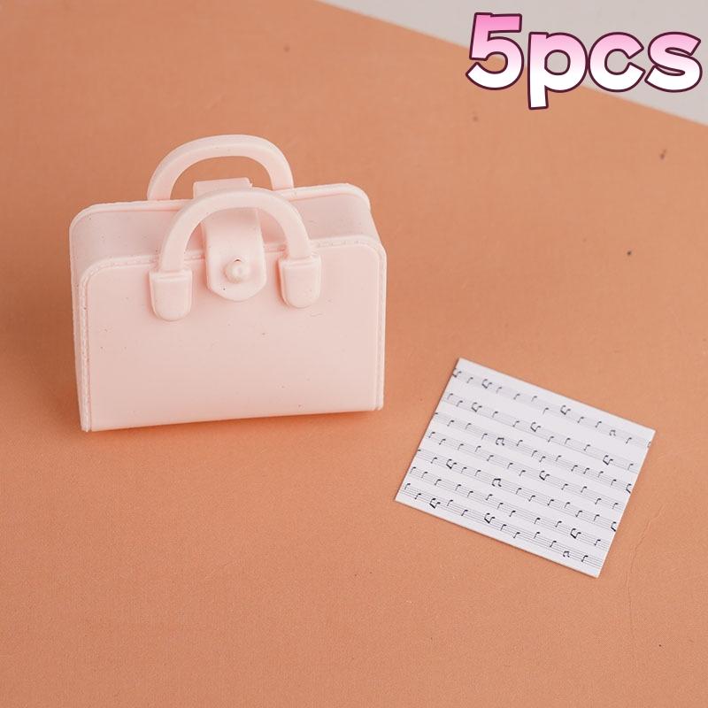 5Pcs Dolls Mini Bags Clothes Accessories 1/12 Dollhouse Simulated Handbag School Bag Music Score Model Study Decoration Toys