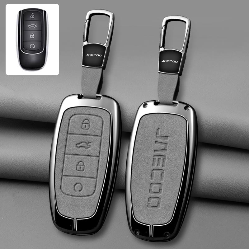 Capa de Chave de Carro em Couro e Liga de Zinco Chery Omoda Jaecoo J7 J6 J7 J8 Phev    Ruigu 9 Porta-Chaves Acessórios para Capa de Chave de Carro