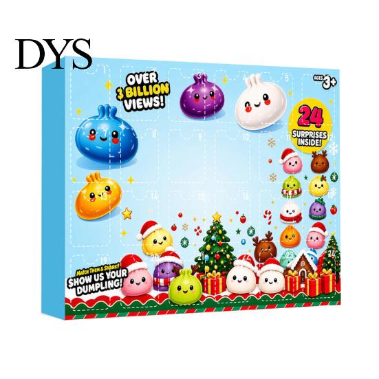 Stress Relief Gifts for Students Dumplings Squeeze Toy Advent Calendar Box, 24-Day Christmas Countdown with Mini Box Sensory Fidgets, Bun Holiday Gift