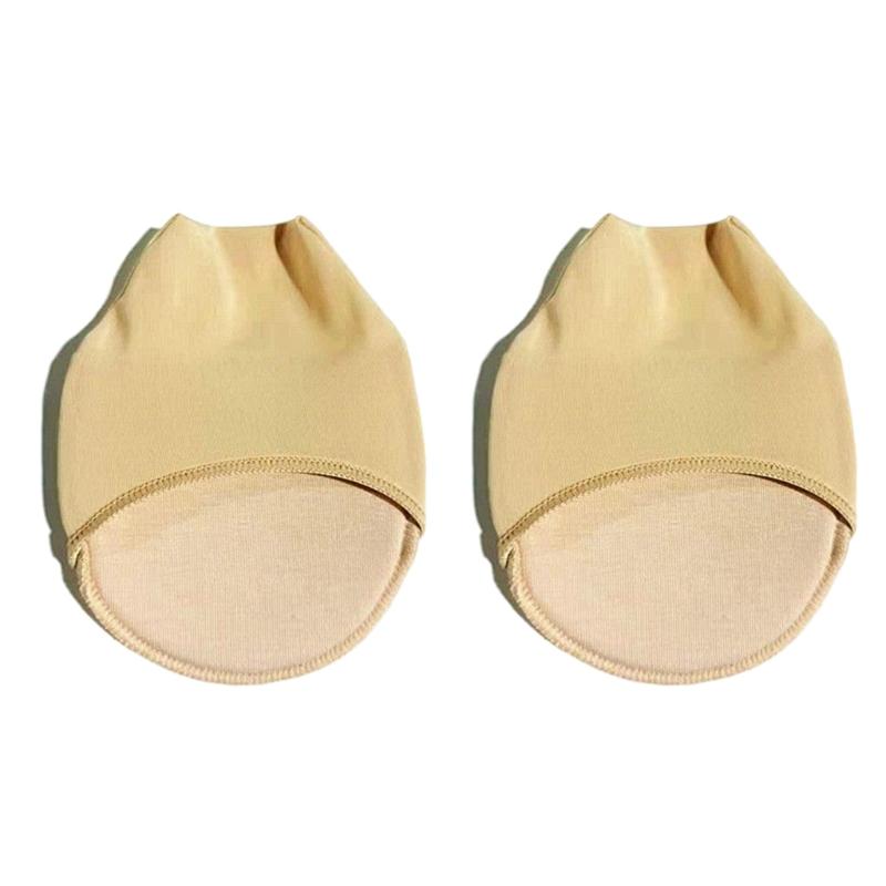 1 Pair Women Sheer Mesh Toe Cover with Padding Non-Skid Bottom Toe Topper Liner Forefoot Pads Cushion Half Socks Insoles