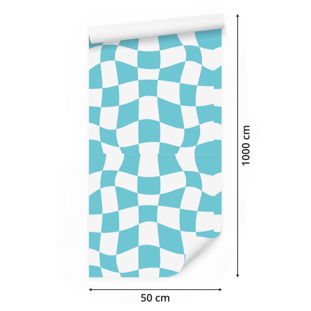 Wallpaper Casual Checkerboard Celadon for Living Room and Bedroom 50x1000