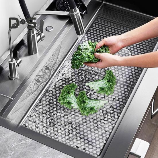 2ks 30x40CM podložka do kuchyňského dřezu PVC dutý kosočtverec obdélník Protiskluzový řezací keramický chránič dřezu z nerezové oceli odkapávací podložka