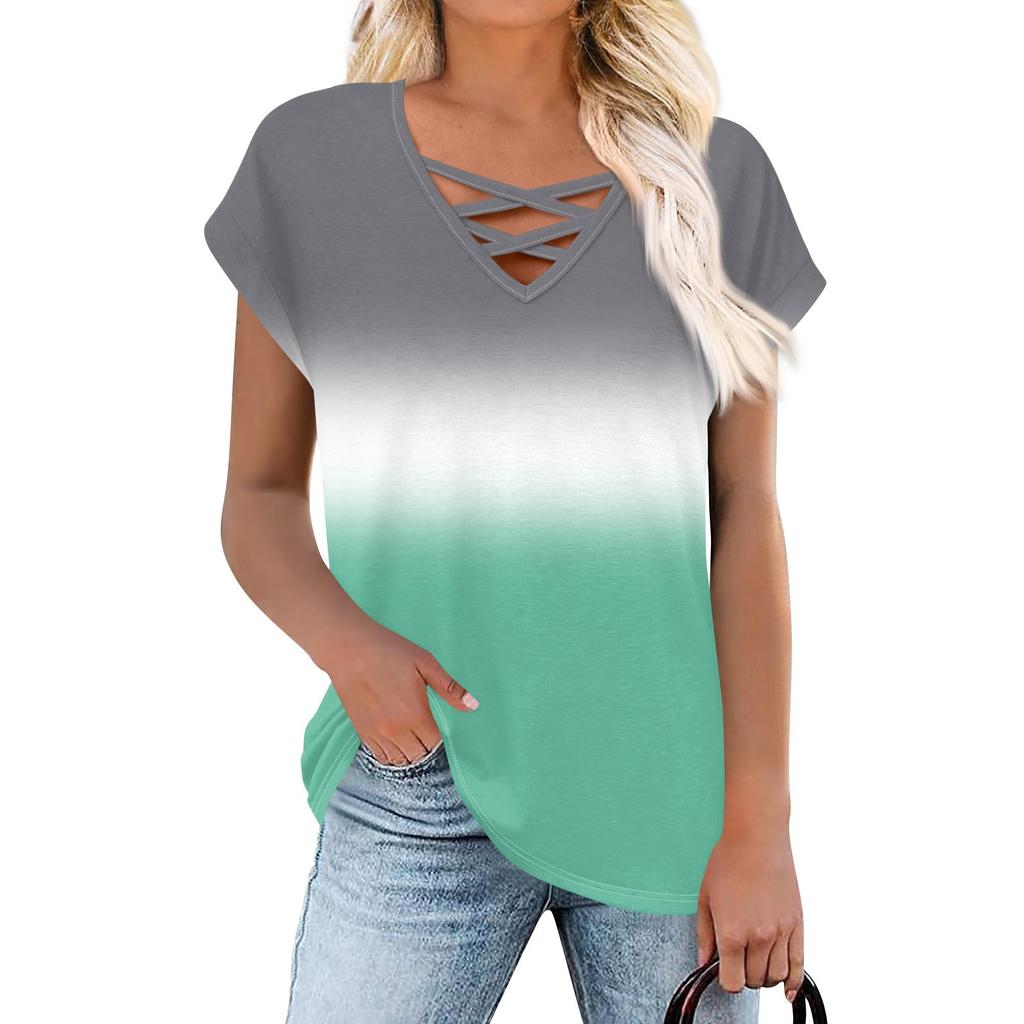 Womens Summer Tops Short Sleeve Shirts V Neck T Shirts Loose Blouses Tees Casual Tunic
